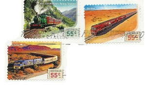 Australische Briefmarken mit Eisenbahnmotiven
